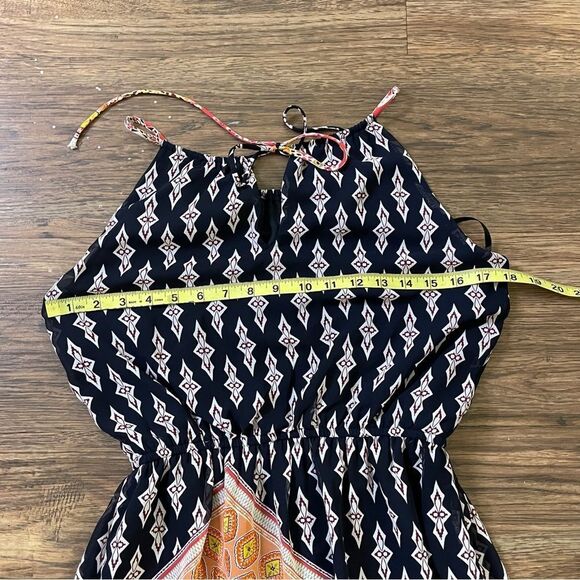 Sweet Storm Printed Halter Maxi Dress Navy White Yellow Peach Pink Medium - Picture 11 of 14